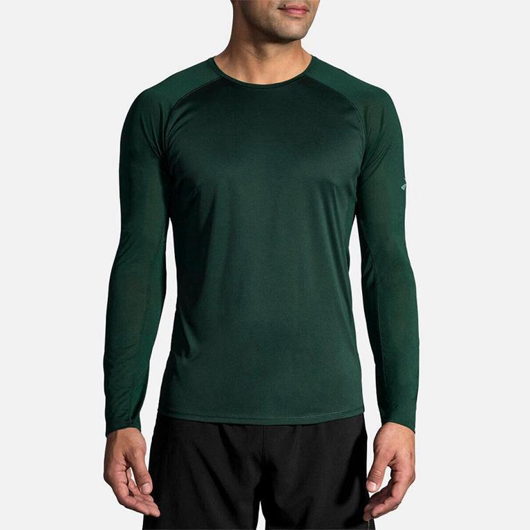 Brooks Men's Stealth Long Sleeve Running Shirt - Green (NUHL56294)